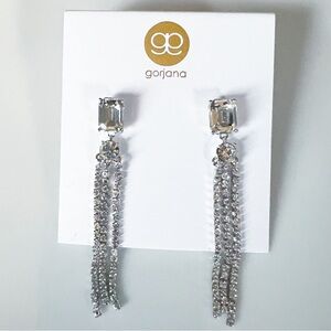 GORJANA Silver Rhodium Kingston Tiered
Crystal Dangle Earrings Formal Elegant
